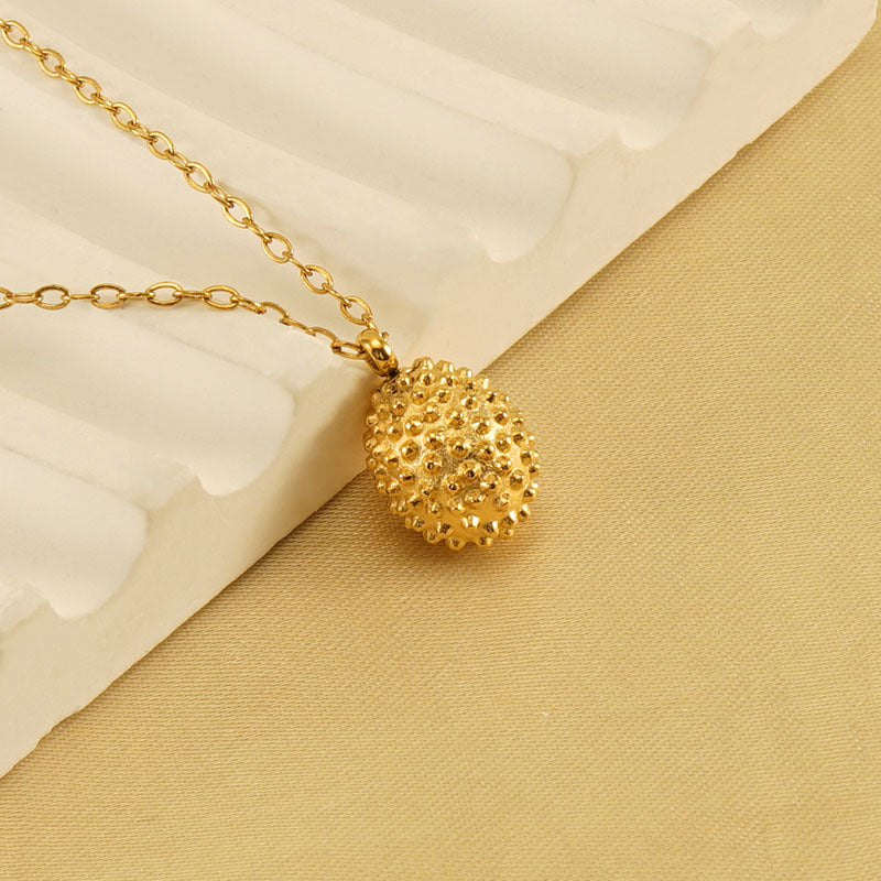 Wholesale Stainless Steel 18k Gold Plated Durian Necklace Titanium Steel